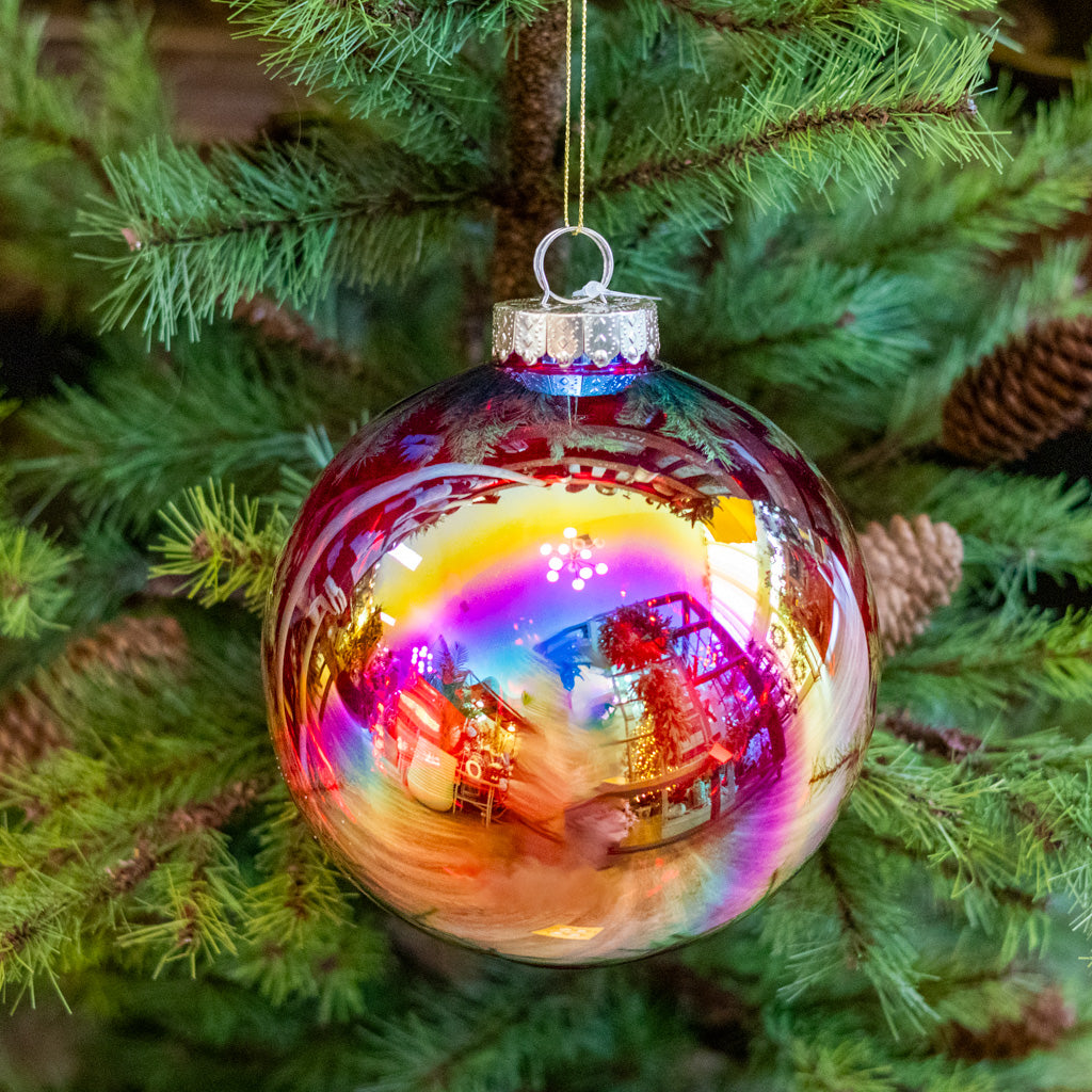 Small Red Seamless Iridescent Ball Ornament