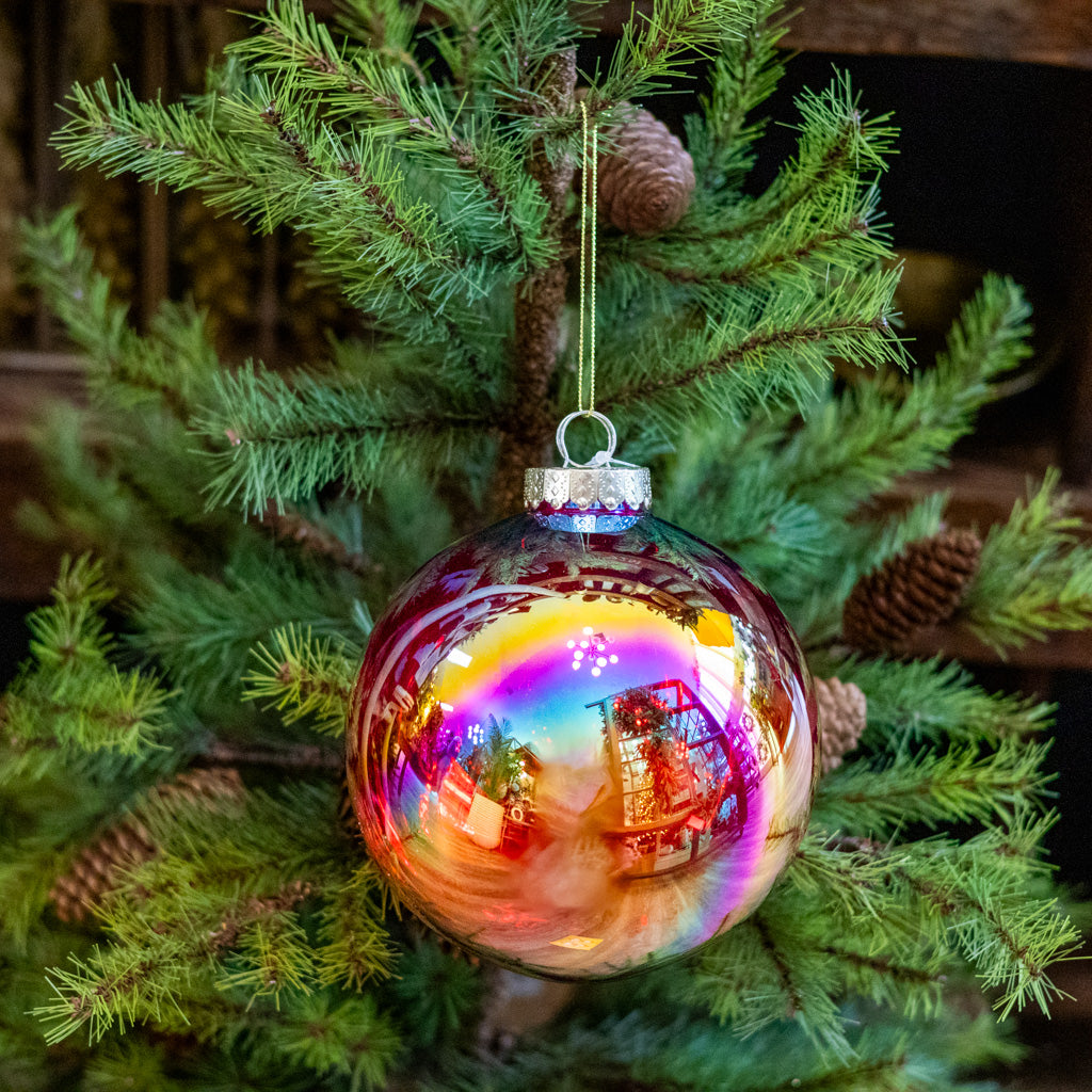 Small Red Seamless Iridescent Ball Ornament