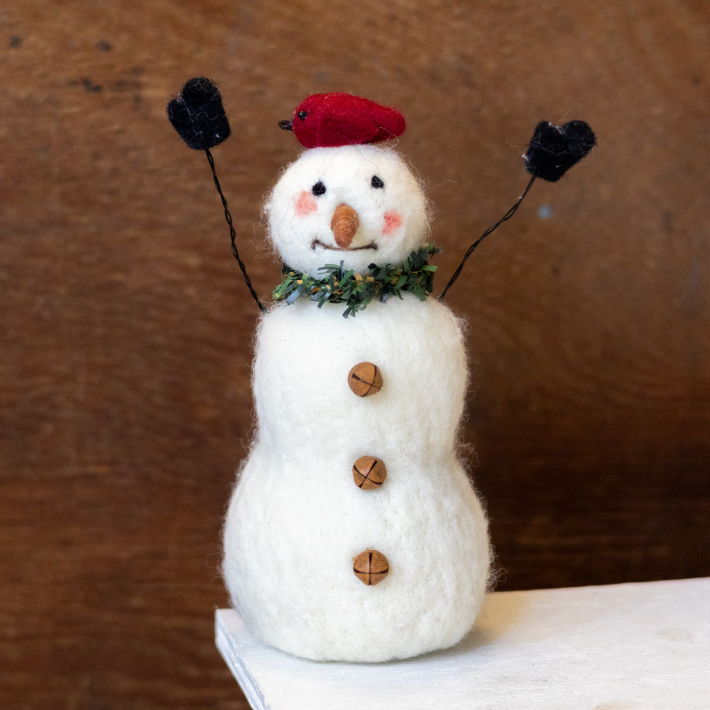 Wool Snowman with Cardinal Short