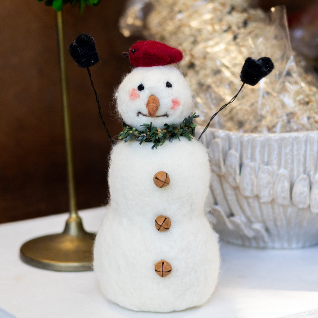 Wool Snowman with Cardinal Short