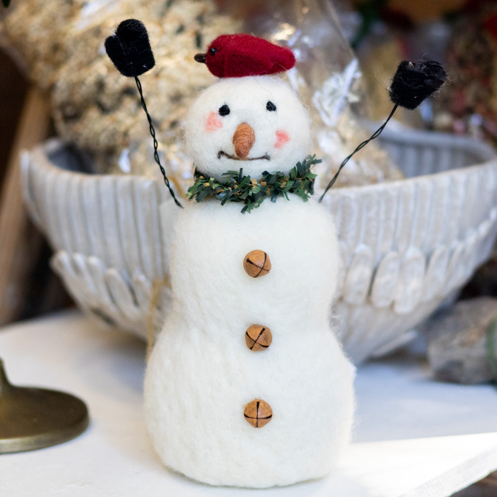 Wool Snowman with Cardinal Short