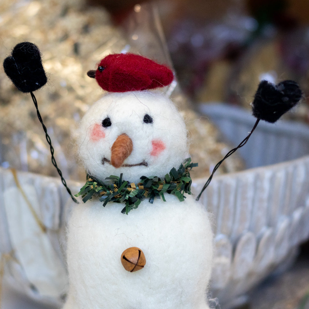 Wool Snowman with Cardinal Short