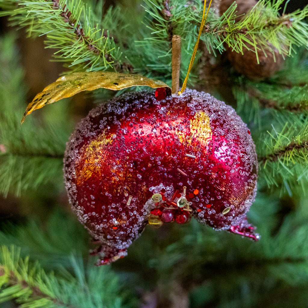 Jeweled Gold Leaf Pomegranate Ornament