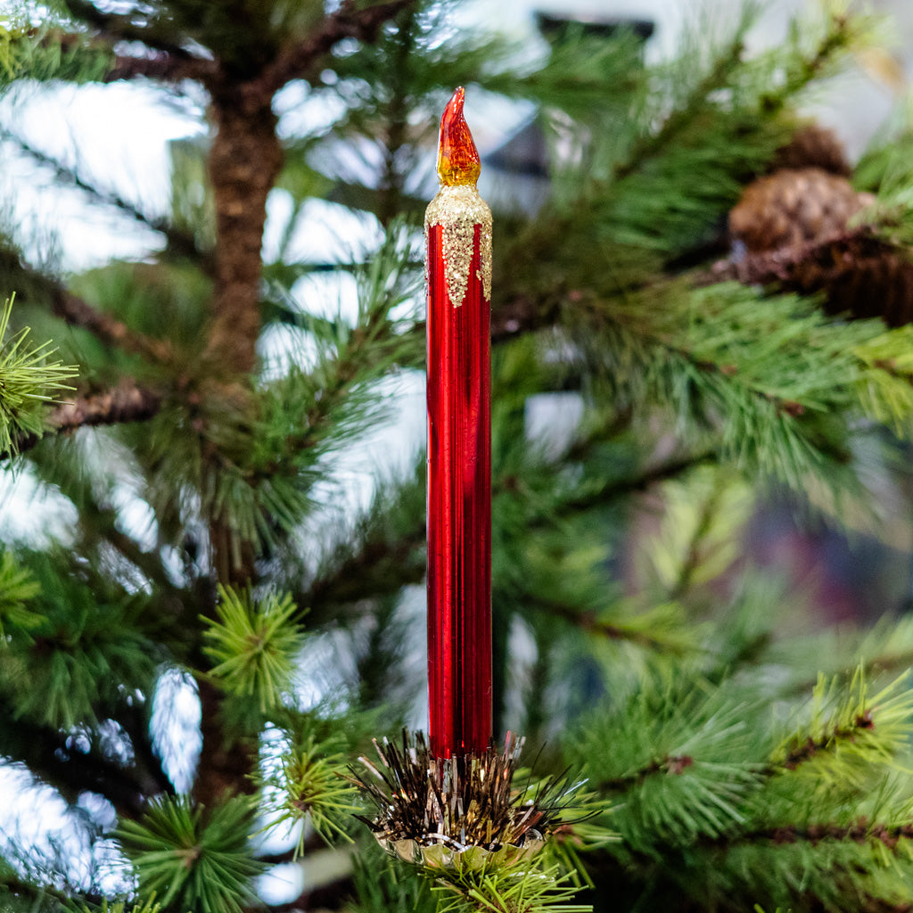 Red Mercury Glass Candle Ornament