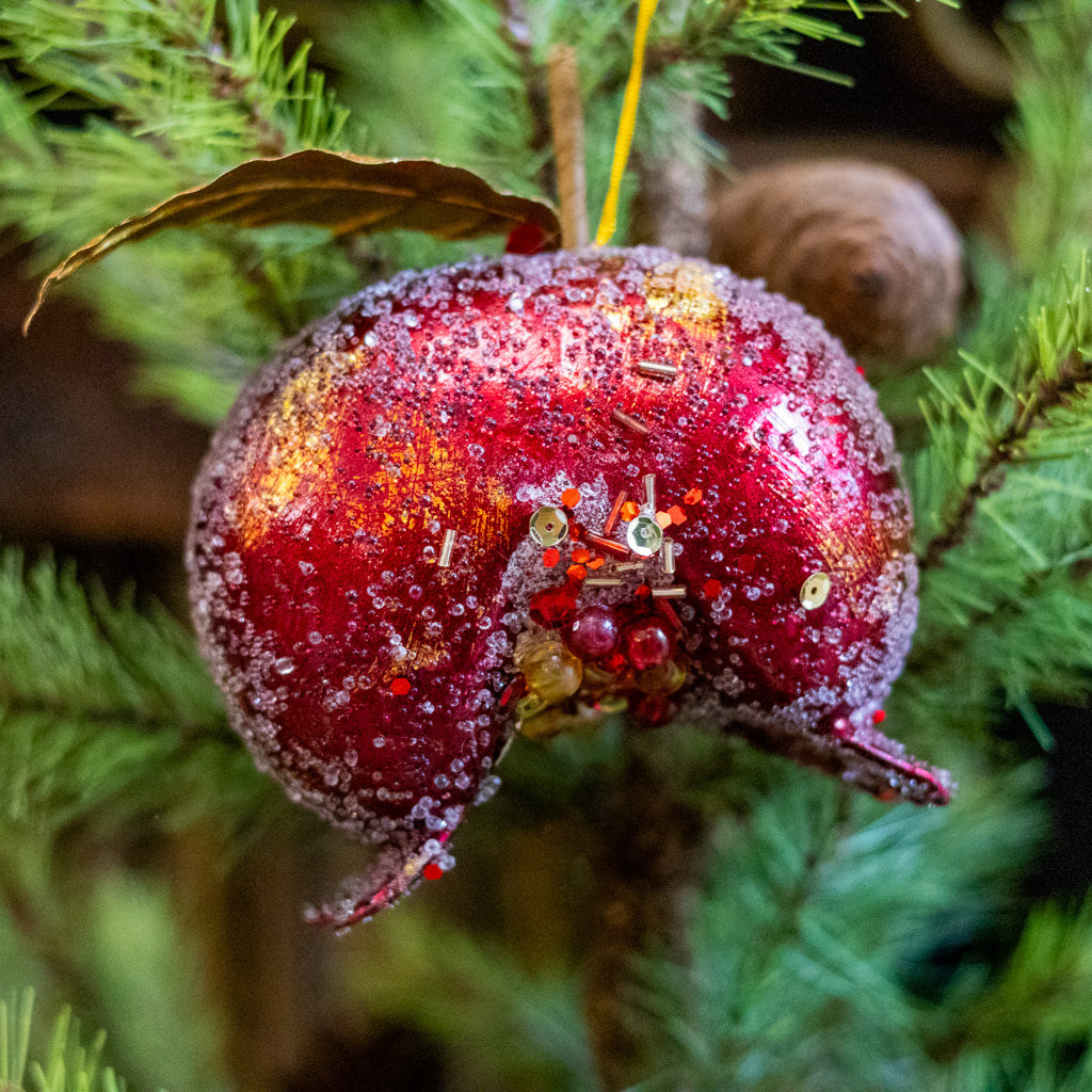 Jeweled Gold Leaf Pomegranate Ornament