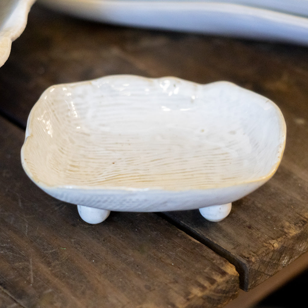 Stoneware White Trinket Dish Tray