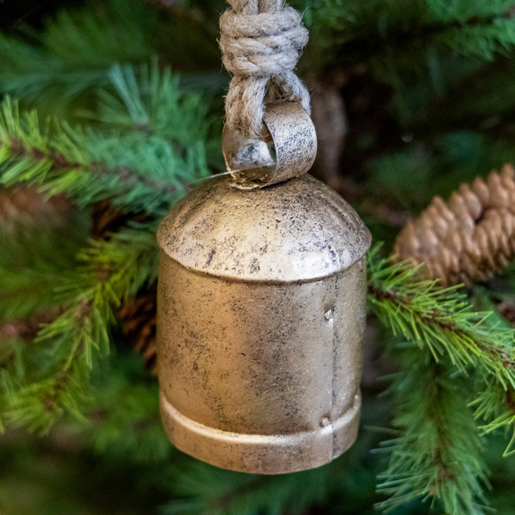 Short Antiqued Gold Iron with Jute Bell
