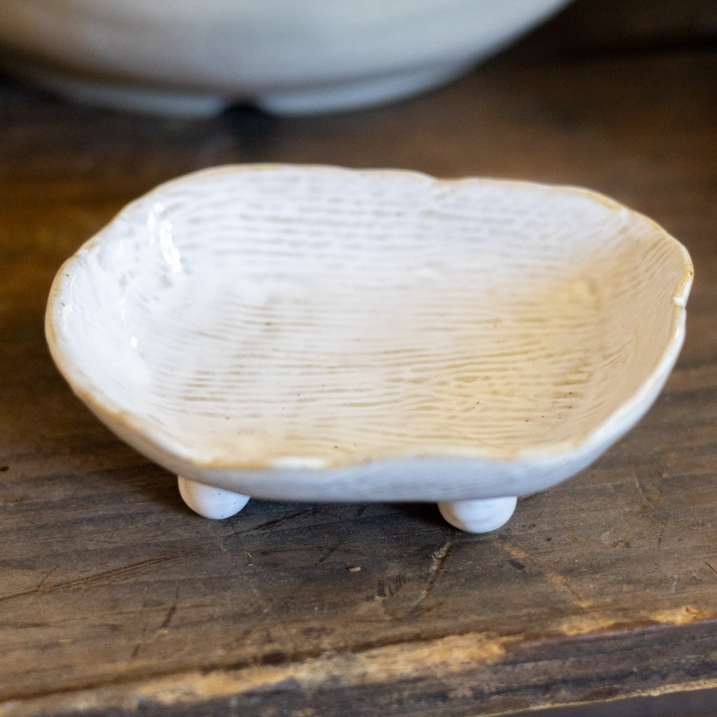 Stoneware White Trinket Dish Tray