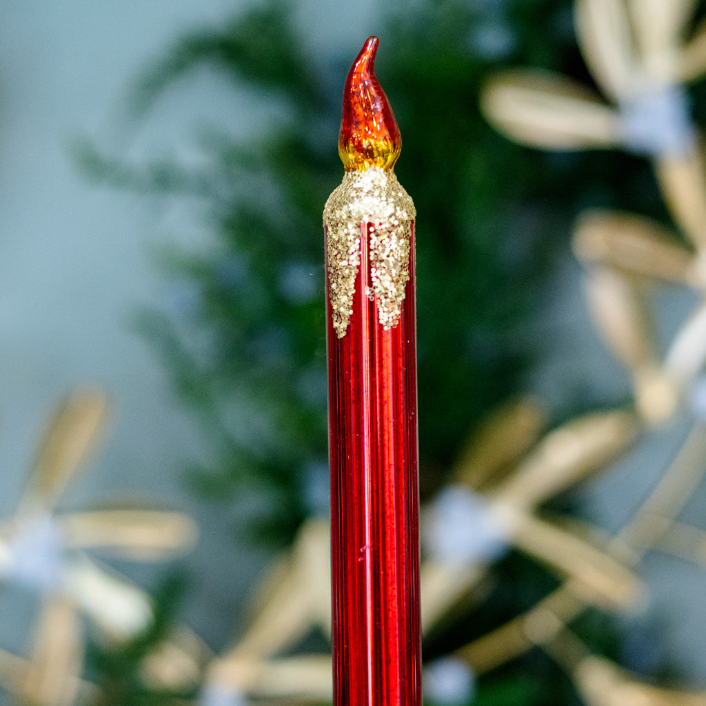 Red Mercury Glass Candle Ornament