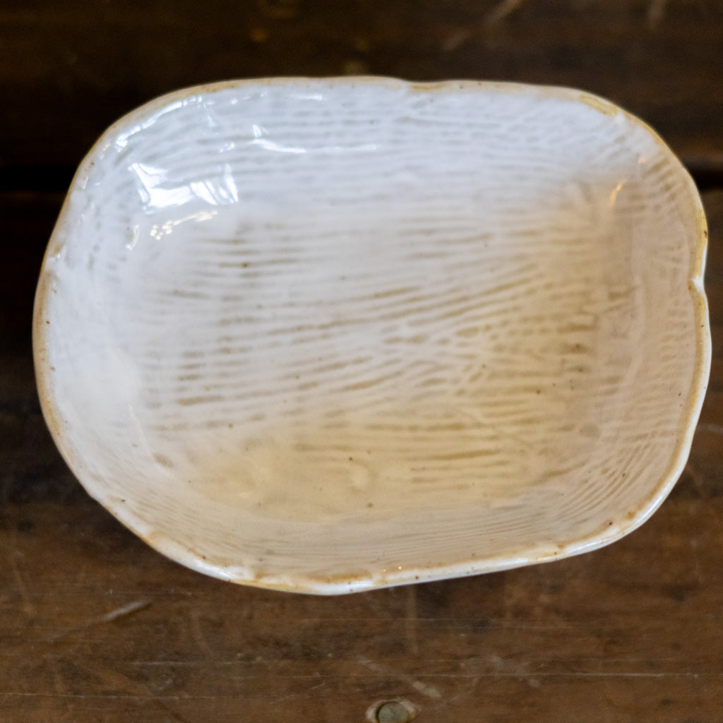Stoneware White Trinket Dish Tray