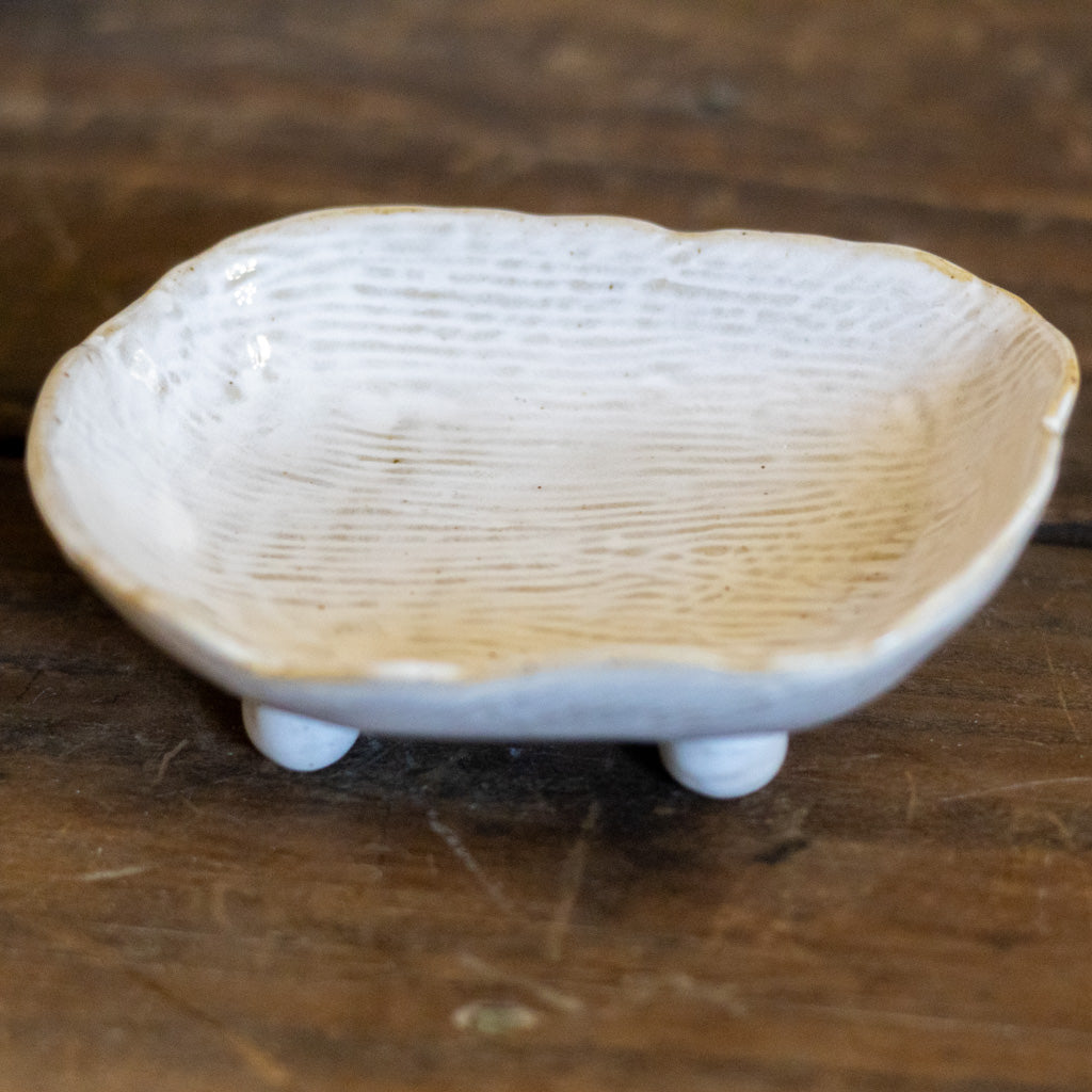 Stoneware White Trinket Dish Tray