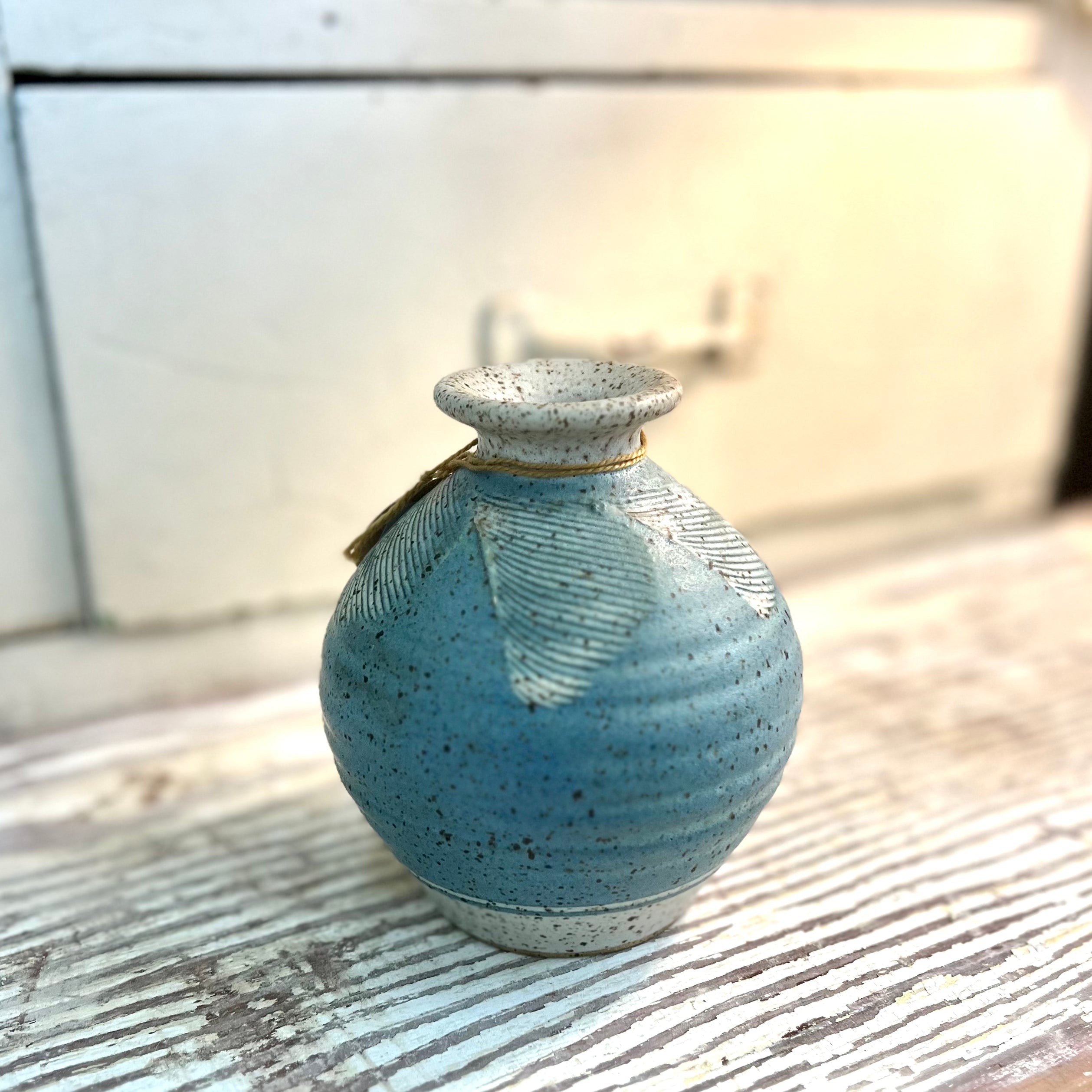 Blue and Cream Studio Pottery Vase