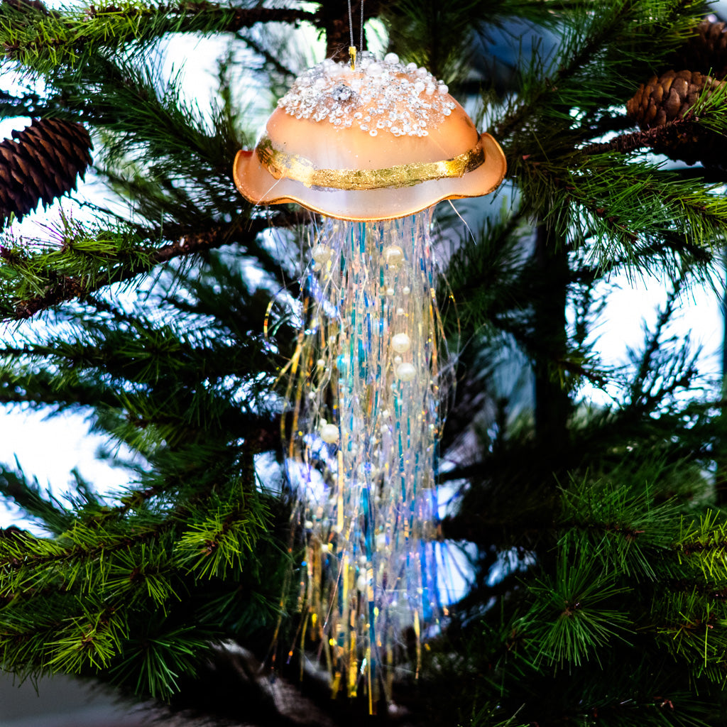 Gold Glass Jelly Fish Ornament