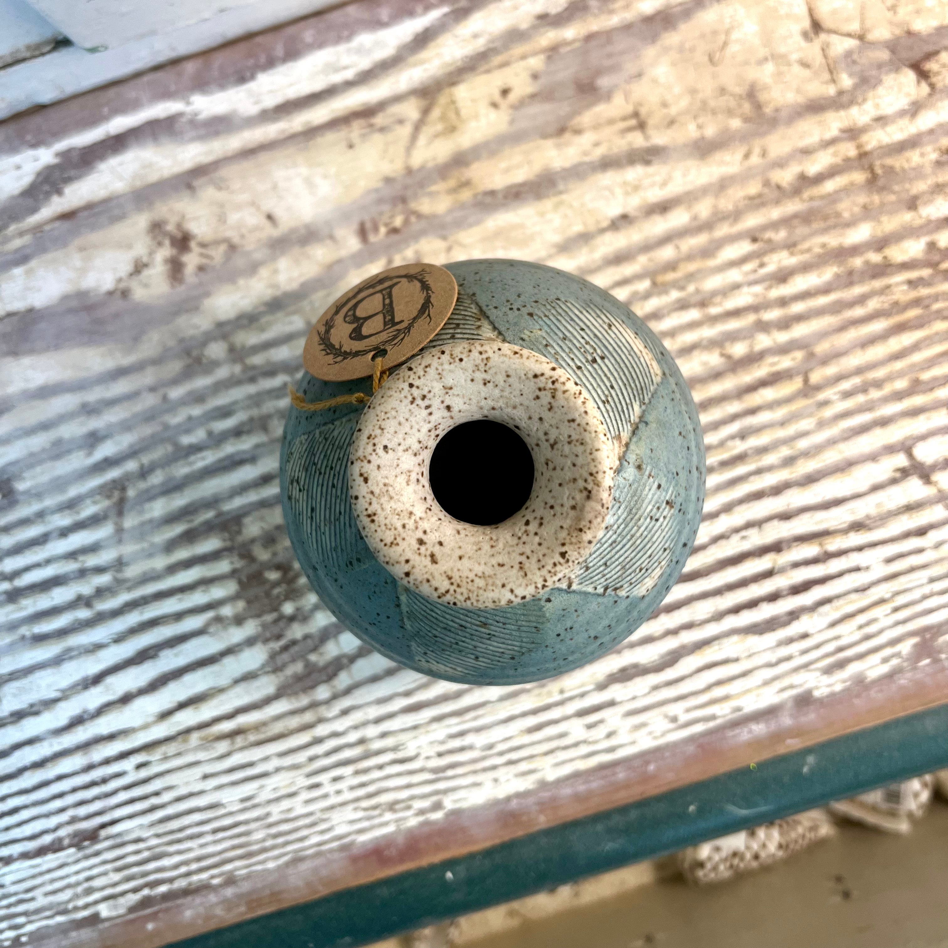 Blue and Cream Studio Pottery Vase