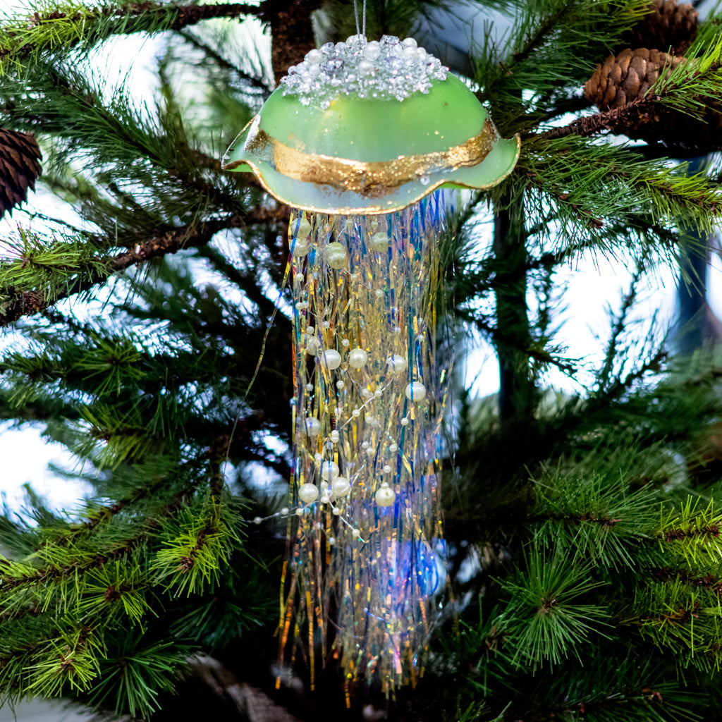 Lime Green Glass Jelly Fish Ornament