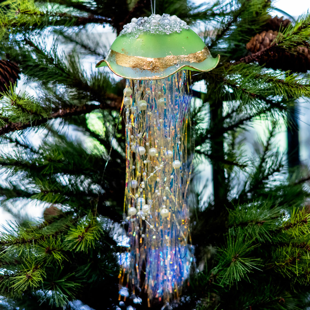 Lime Green Glass Jelly Fish Ornament