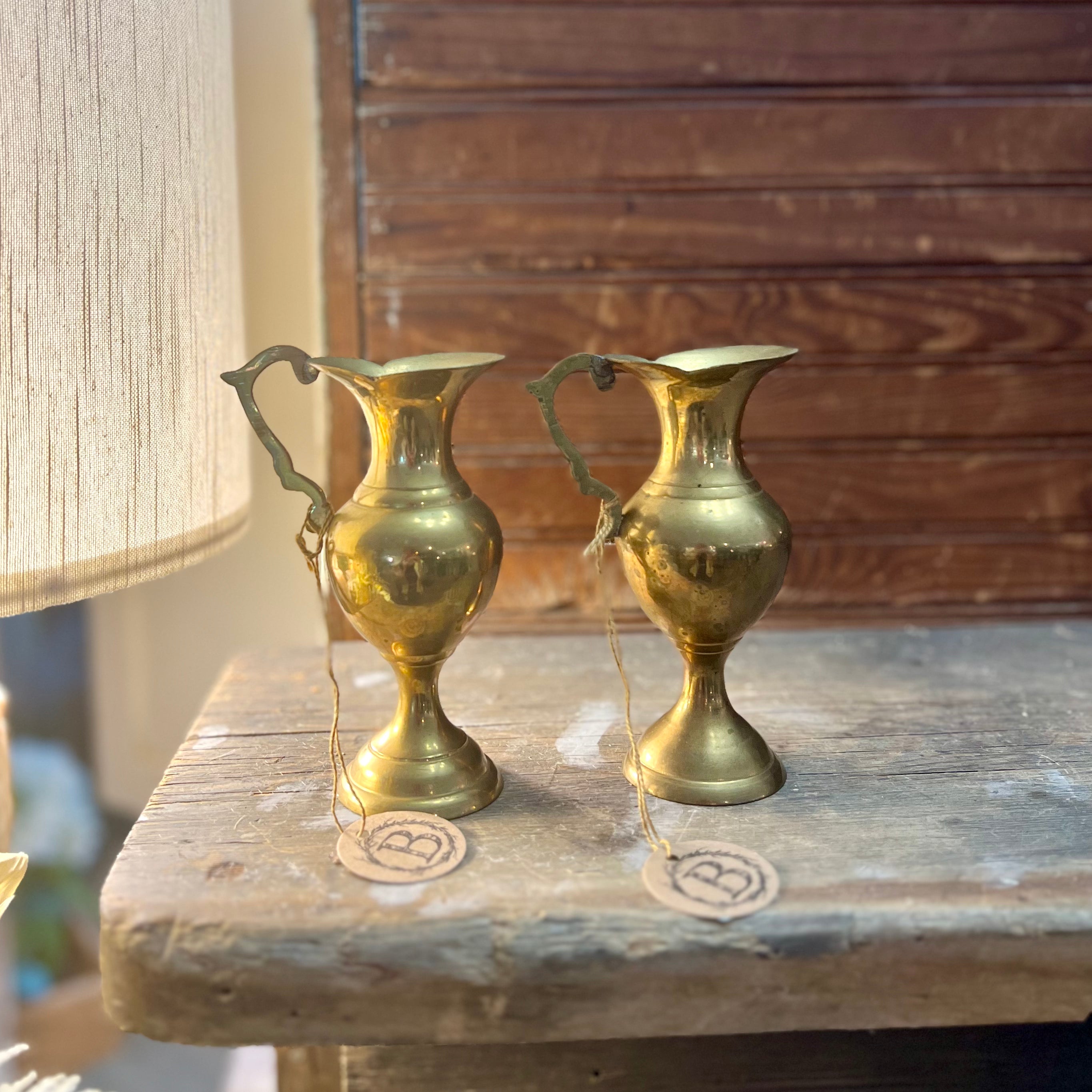 Small Brass Vase with Scalloped Edge