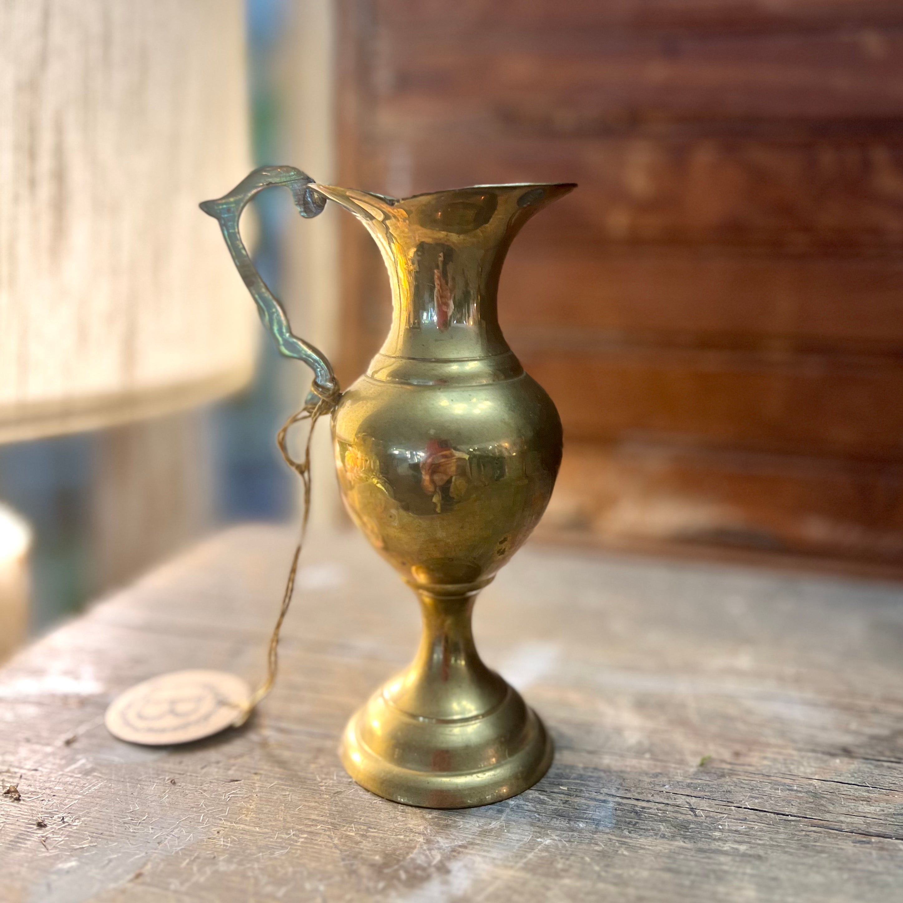 Small Brass Vase with Scalloped Edge