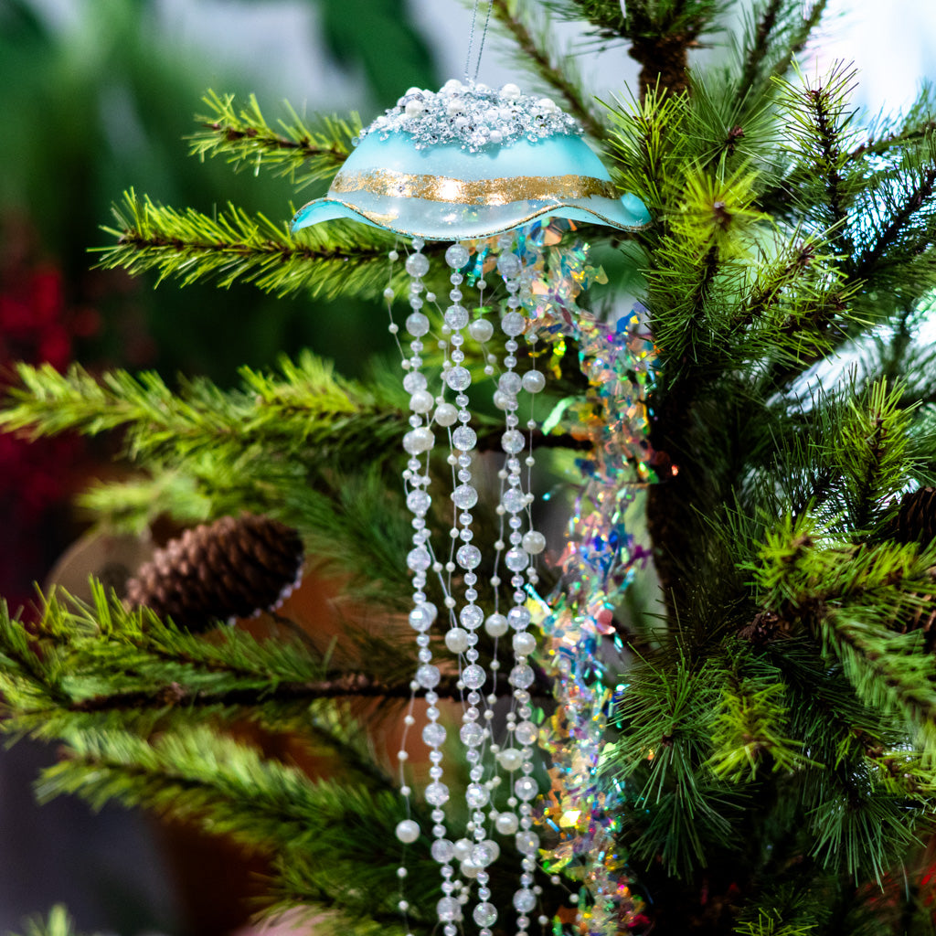 Turquoise Glass Jelly Fish Ornament