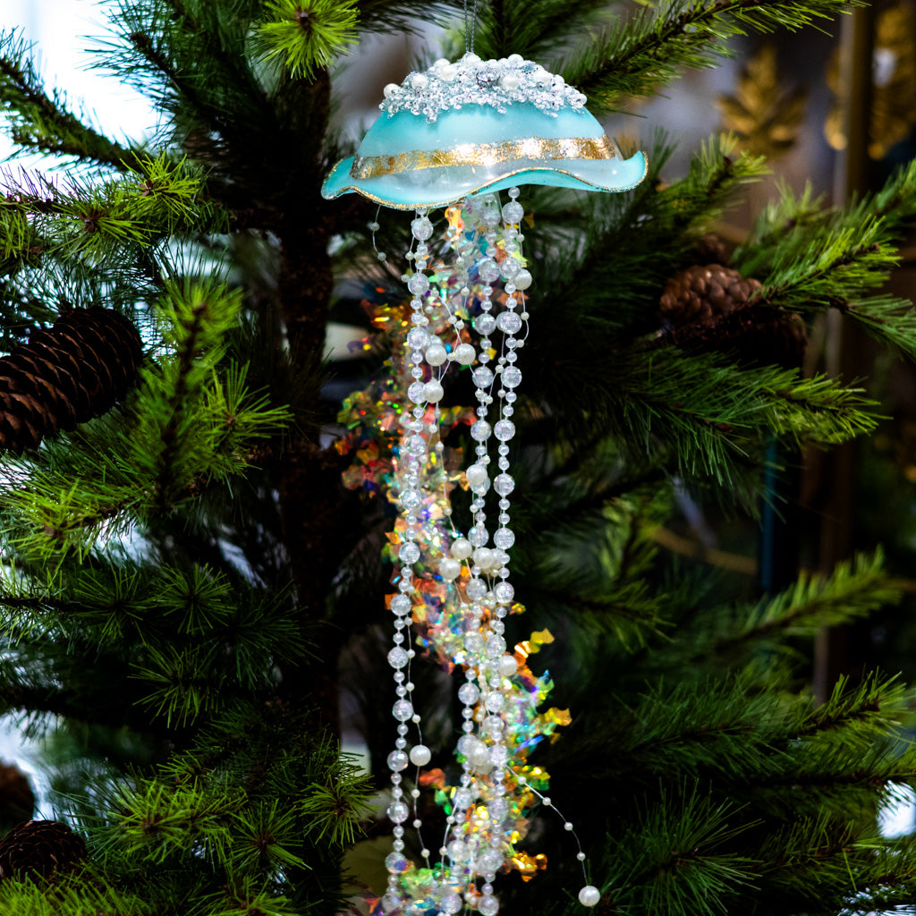 Turquoise Glass Jelly Fish Ornament