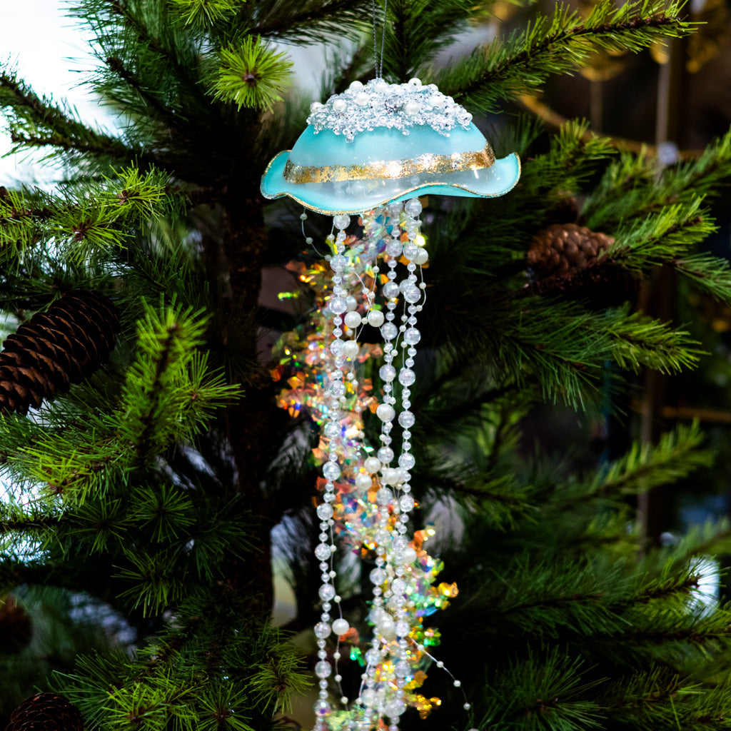 Turquoise Glass Jelly Fish Ornament