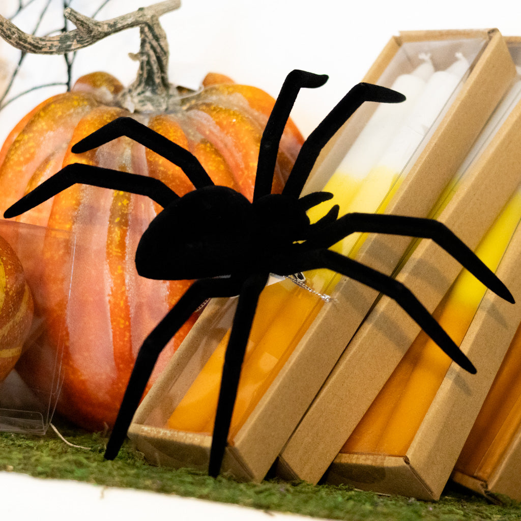 Flocked Black Plastic Spider