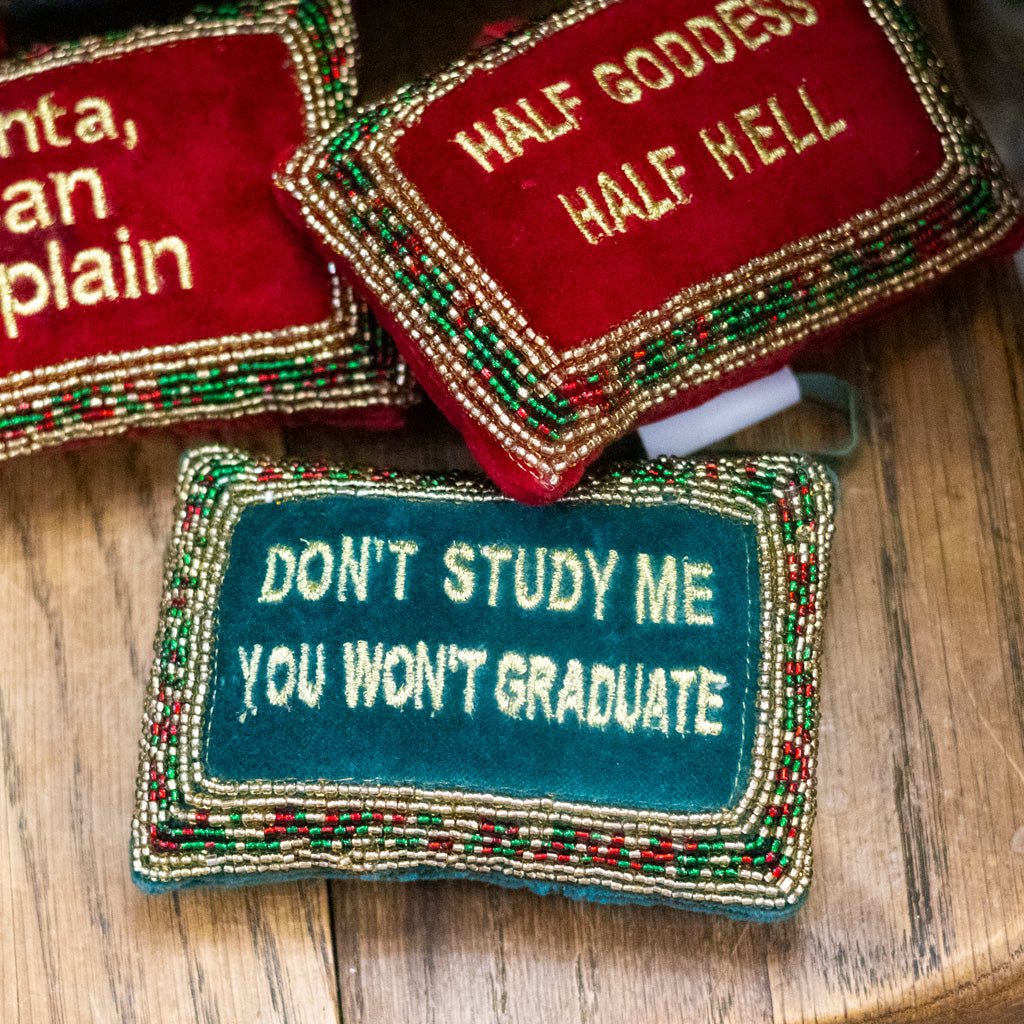 Cotton Velvet Pillow "Don't Study Me You Won't Graduate"