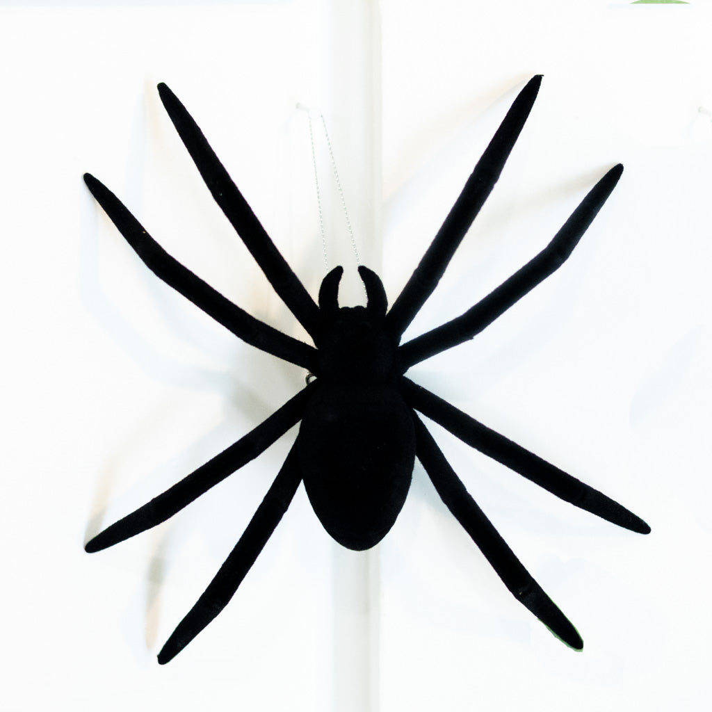 Flocked Black Plastic Spider