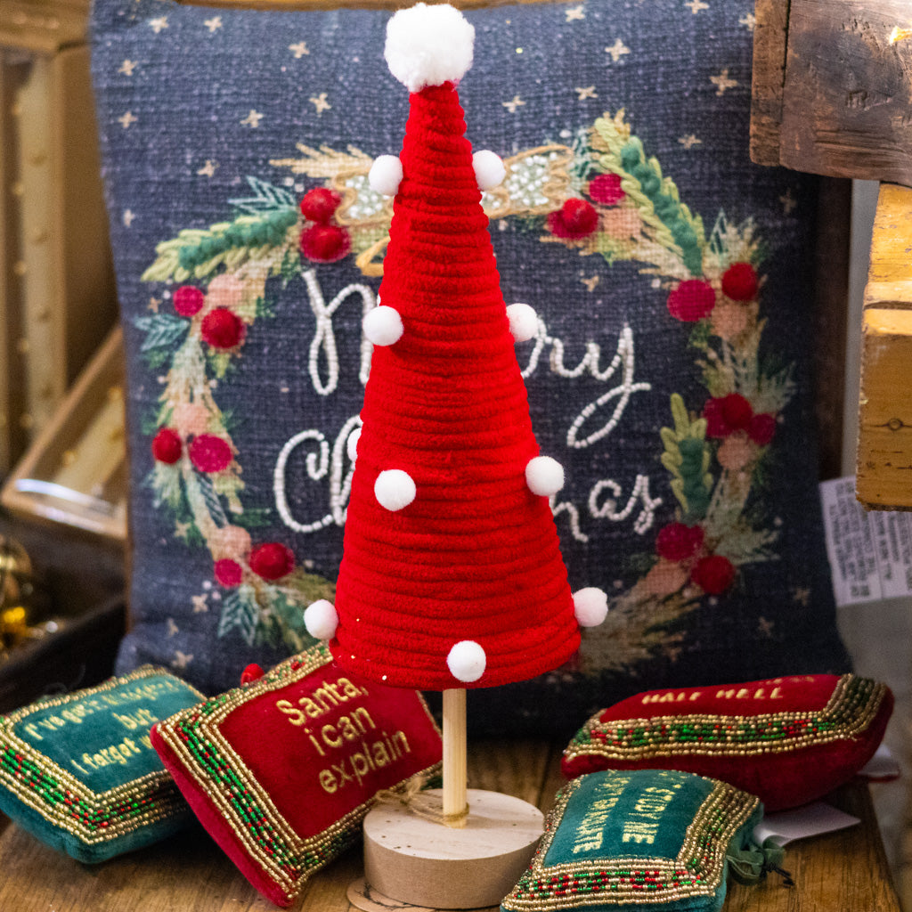 Red and White Pom Pom Tree