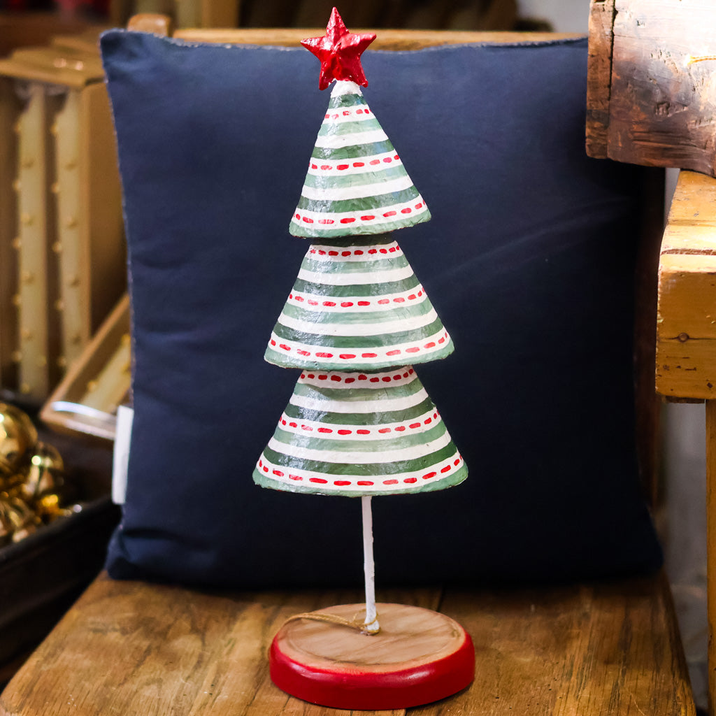 Pattern Lines Paper Mache Christmas Tree