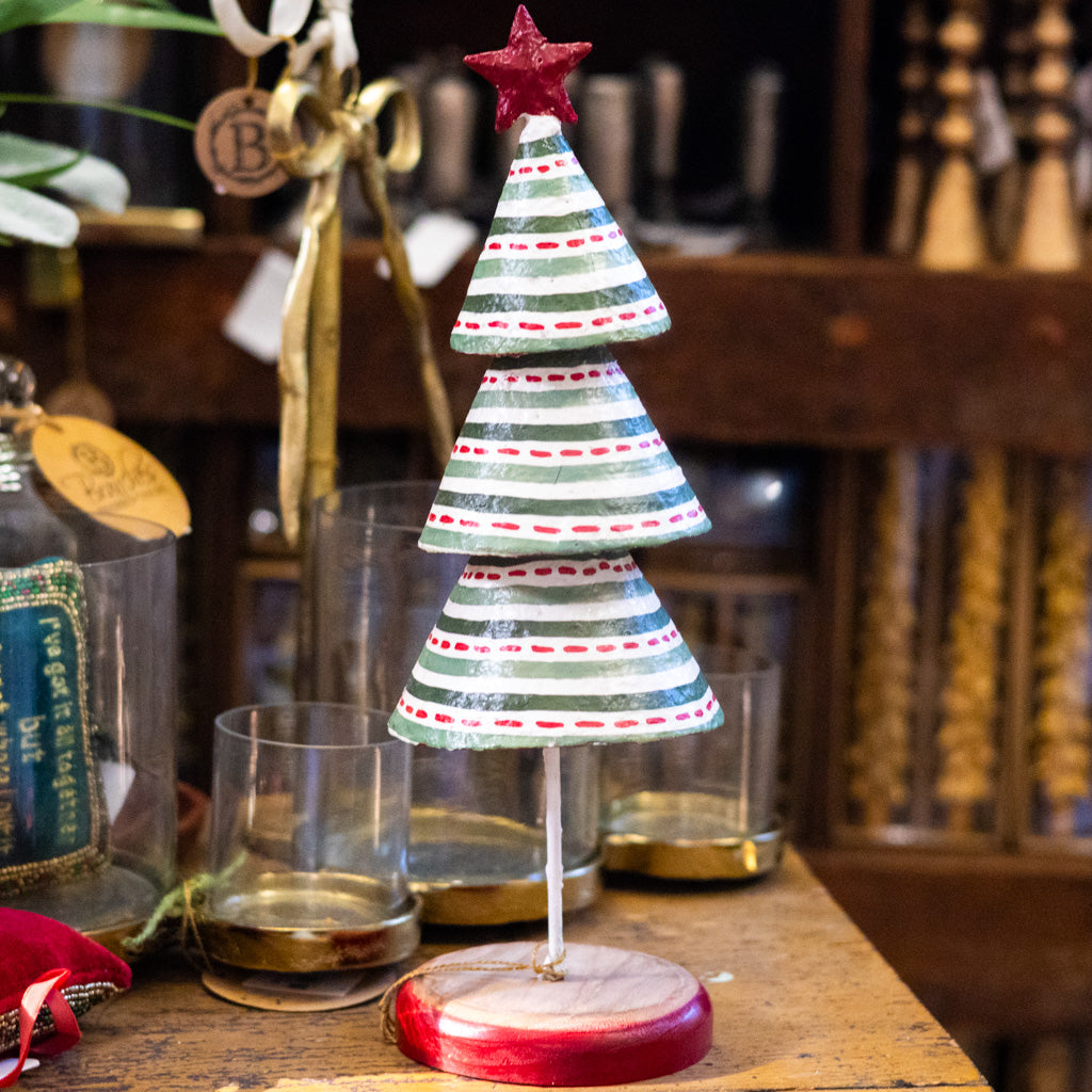 Pattern Lines Paper Mache Christmas Tree