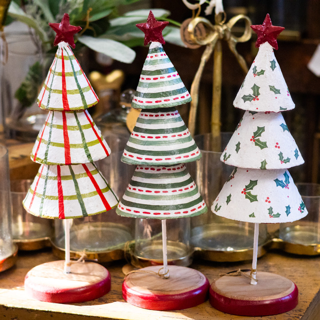 Pattern Lines Paper Mache Christmas Tree