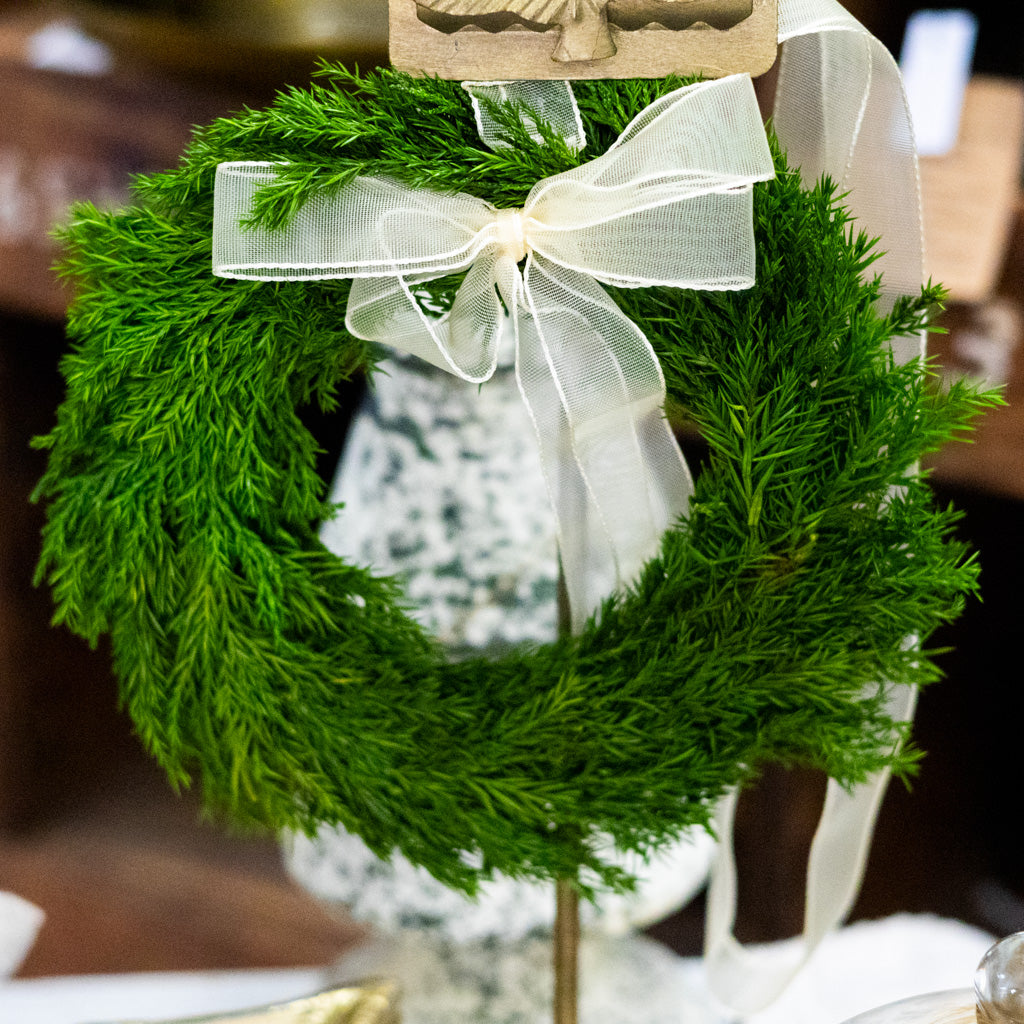 Preserved Cypress Wreath with Ribbon