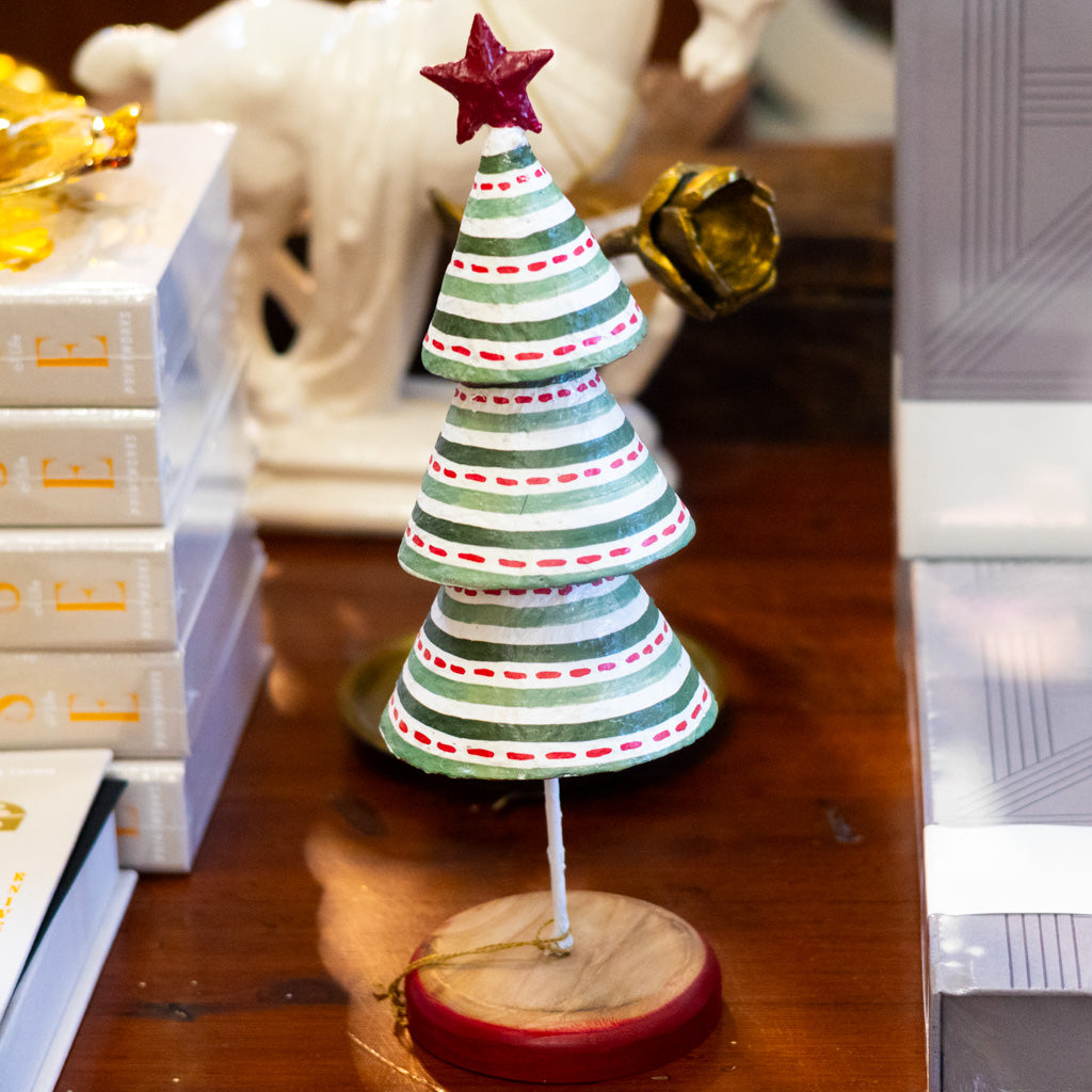 Pattern Lines Paper Mache Christmas Tree