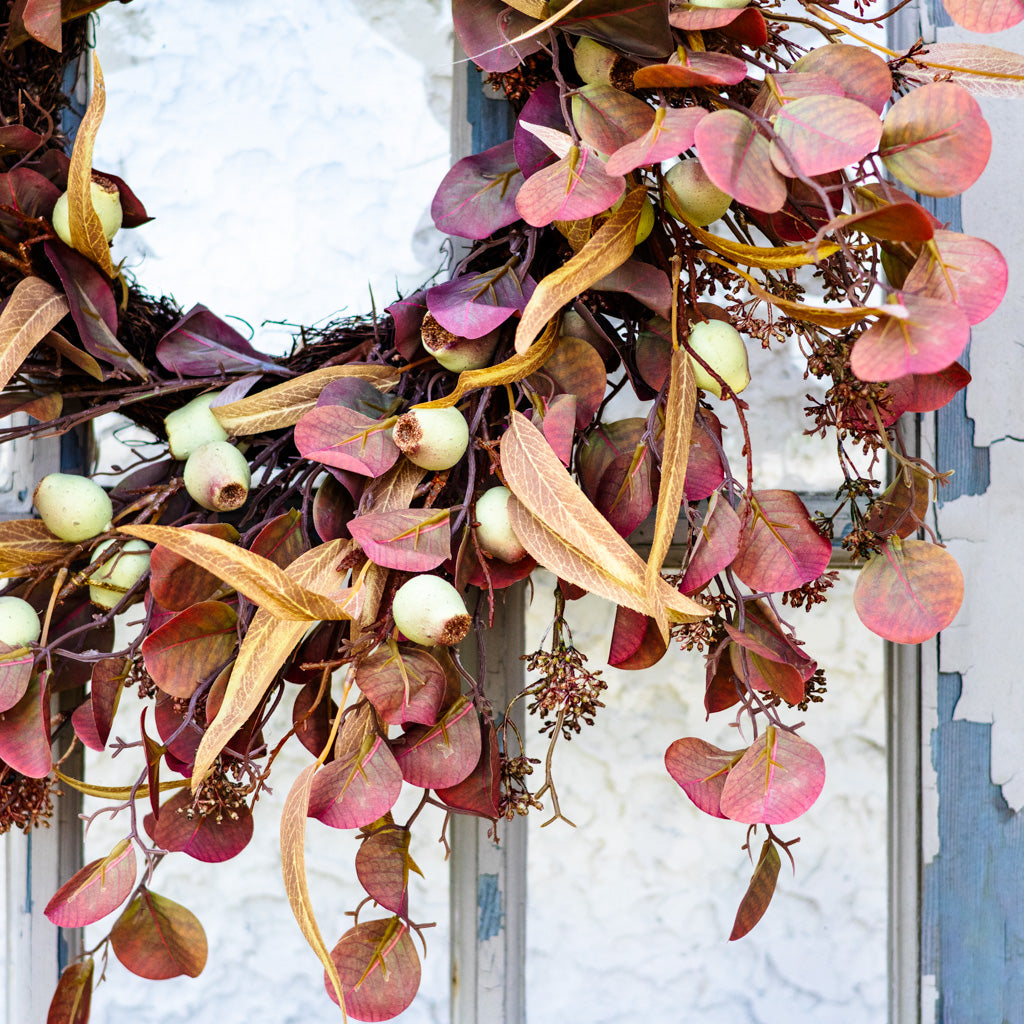 Wine Eucalyptus and Pod Wreath 24" D