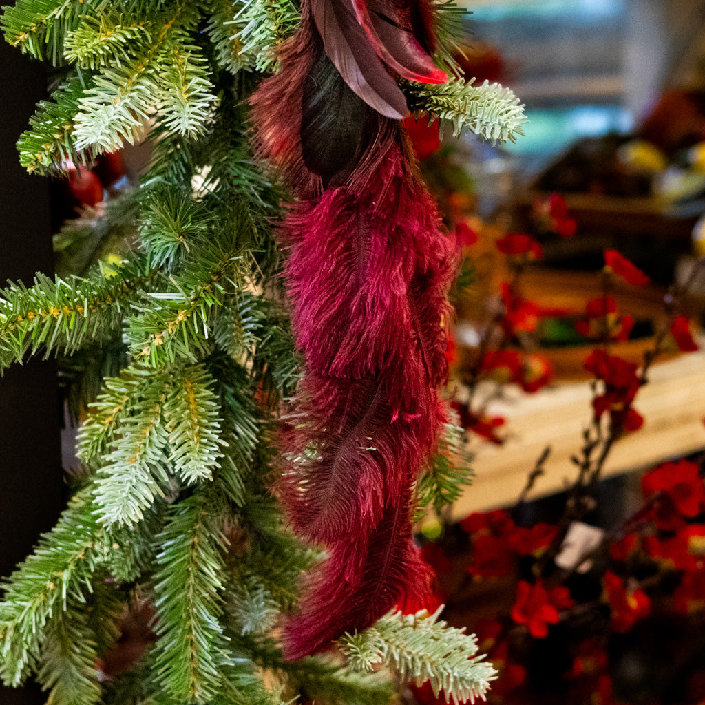 Red Glitter Bird with Gold Sequins and Red Tail