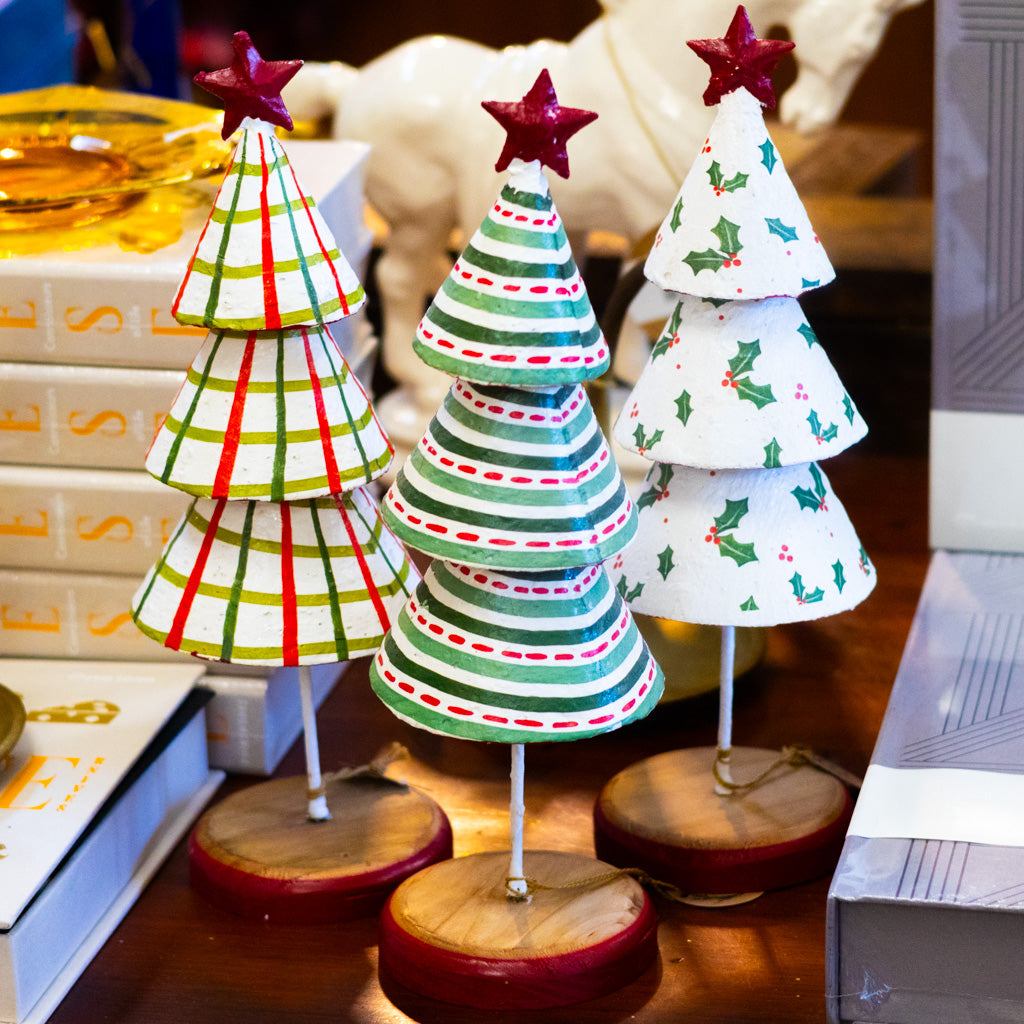 Pattern Lines Paper Mache Christmas Tree
