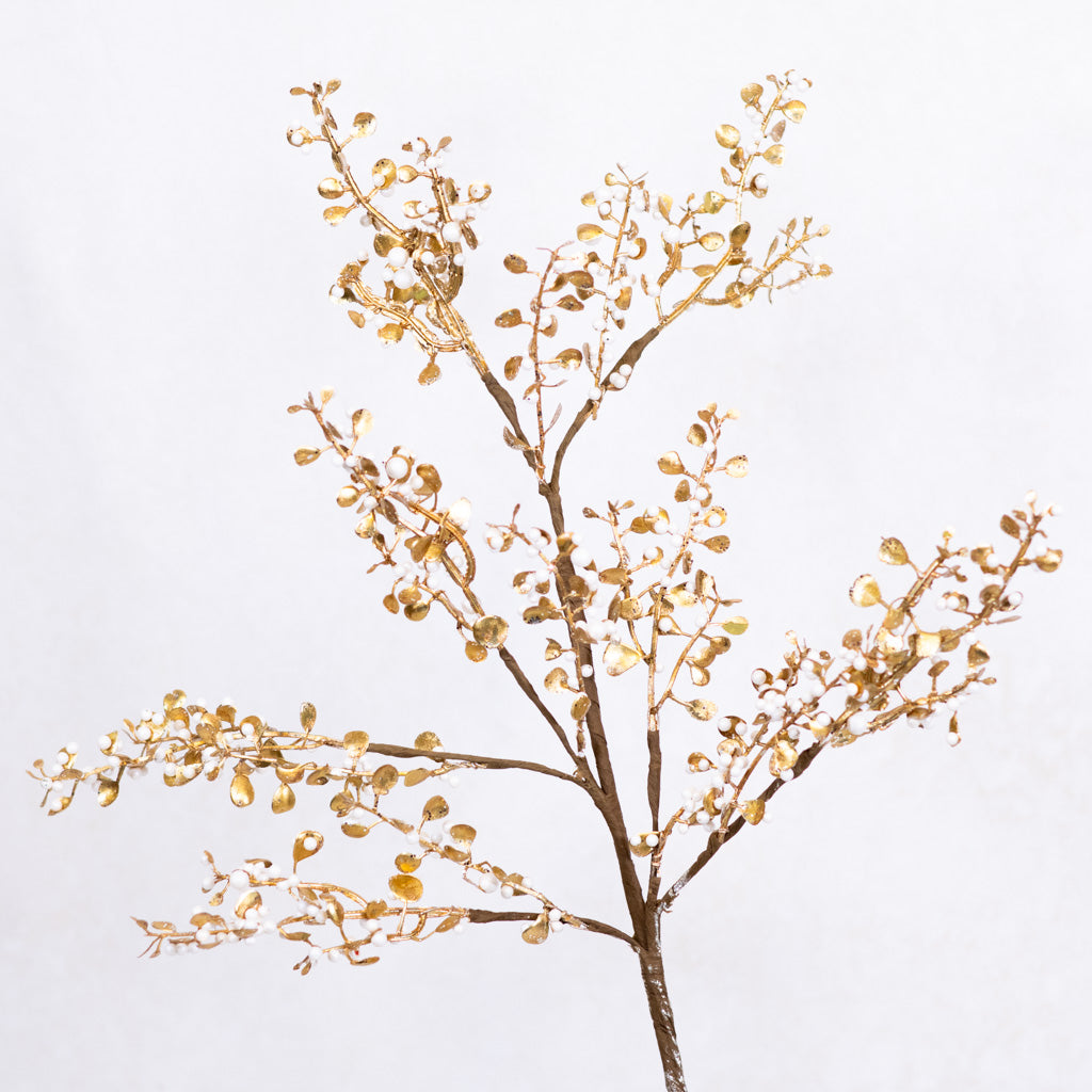 Mini Pearl Berries Spray with Gold Receptacles