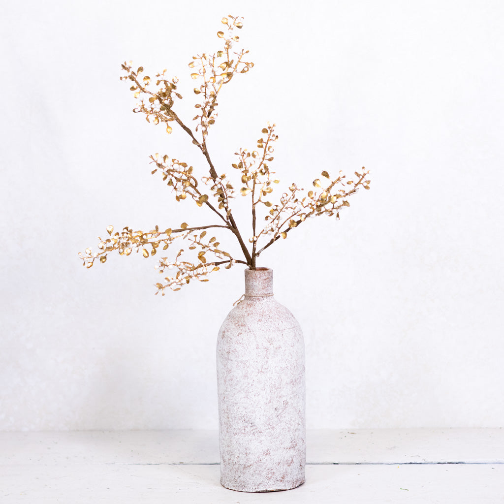Mini Pearl Berries Spray with Gold Receptacles