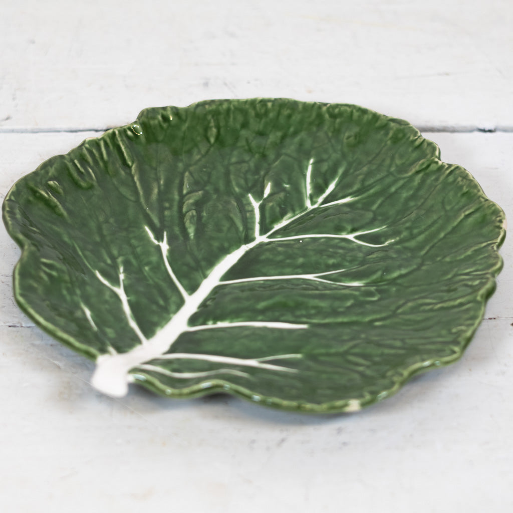 Hand-Painted Stoneware Green Cabbage Shaped Plate