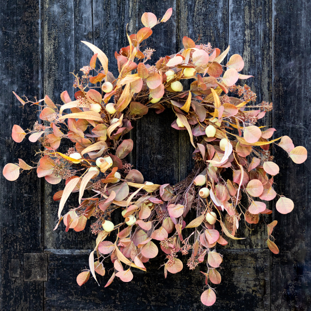 Wine Eucalyptus and Pod Wreath 24" D