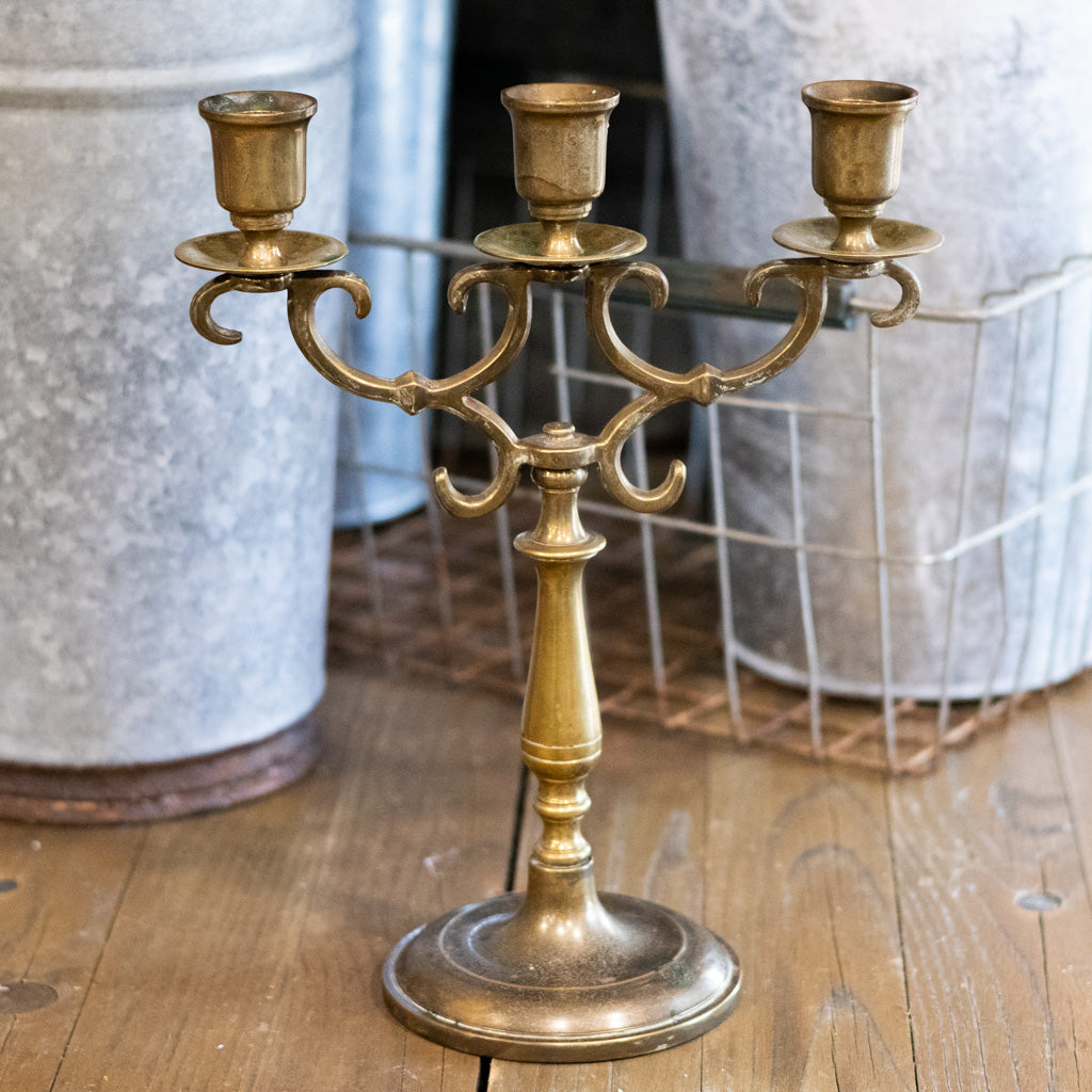 Triple Brass Candleholder