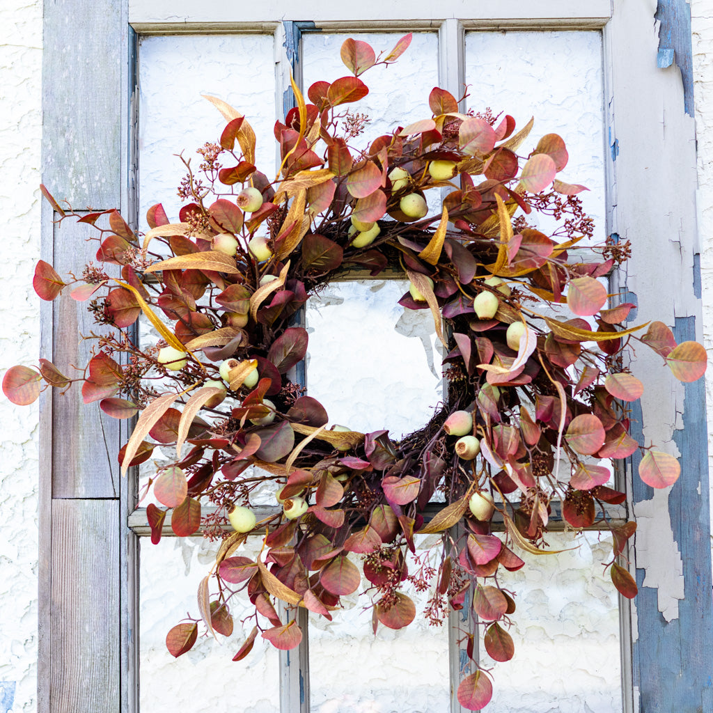 Wine Eucalyptus and Pod Wreath 24" D