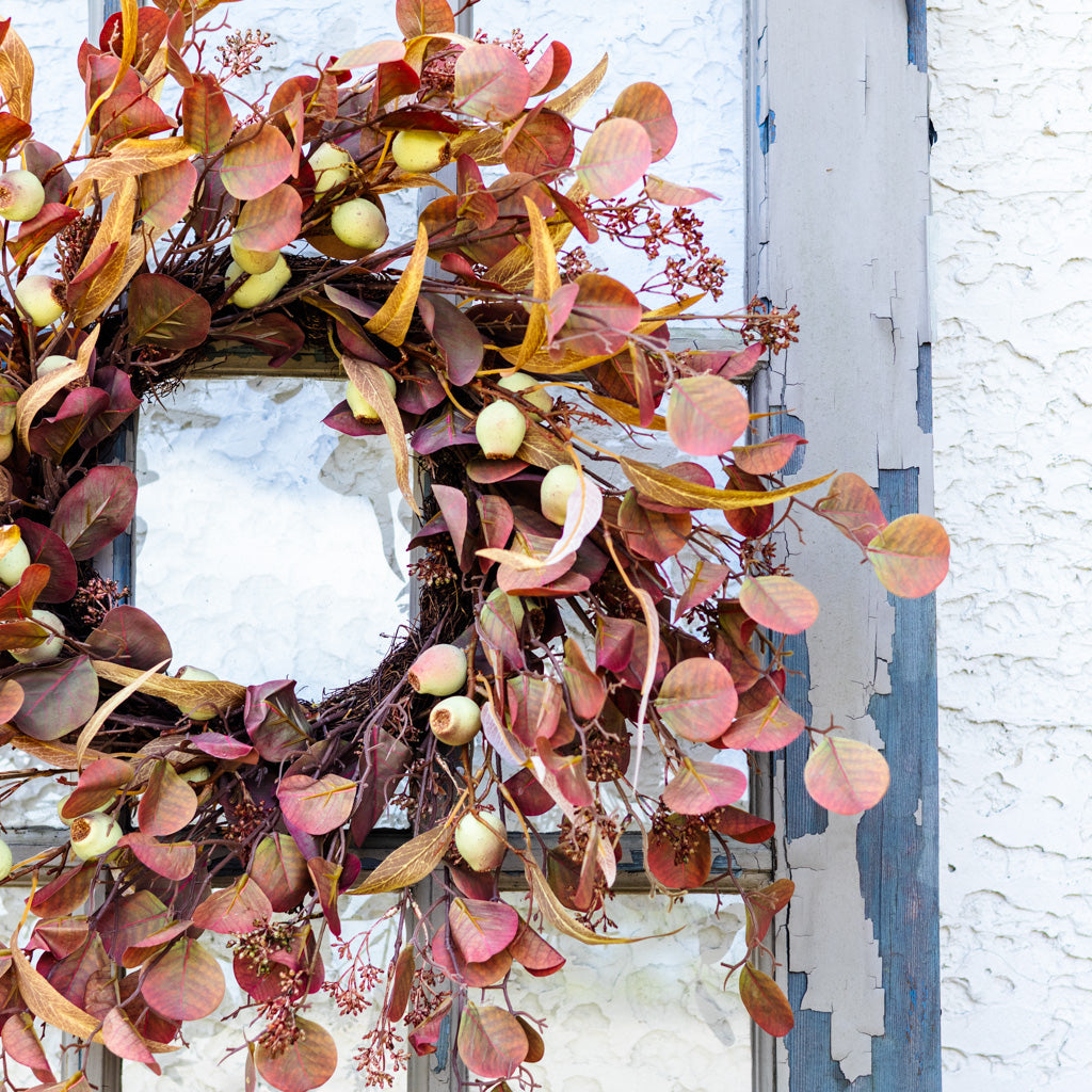 Wine Eucalyptus and Pod Wreath 24" D