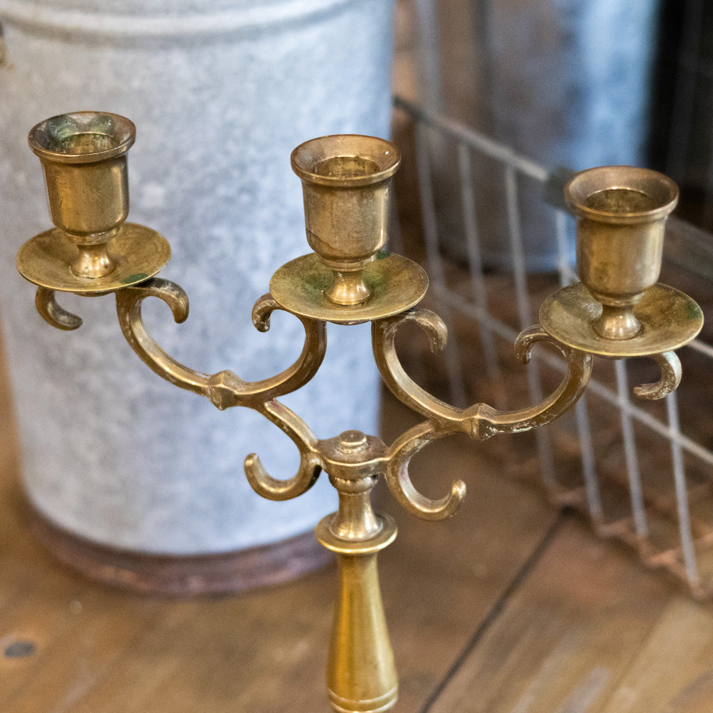 Triple Brass Candleholder