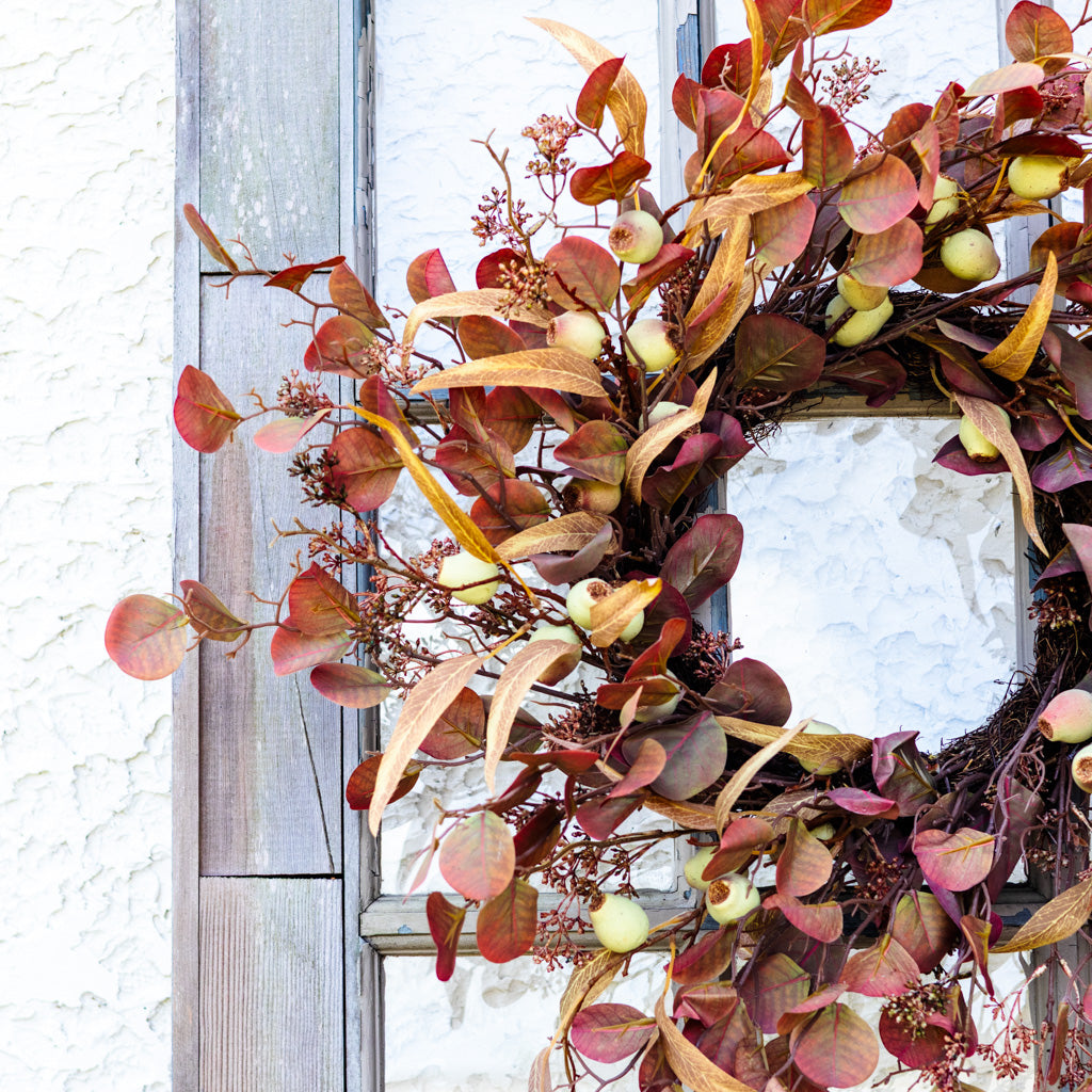Wine Eucalyptus and Pod Wreath 24" D