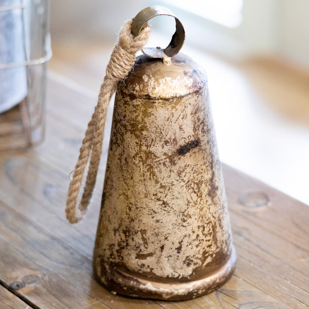 Burnt Iron Antique Bell with Rope