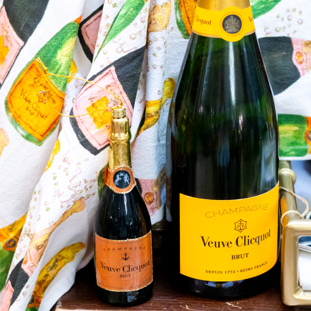 Brut Champagne Glitter Bottle and Glass Ornament