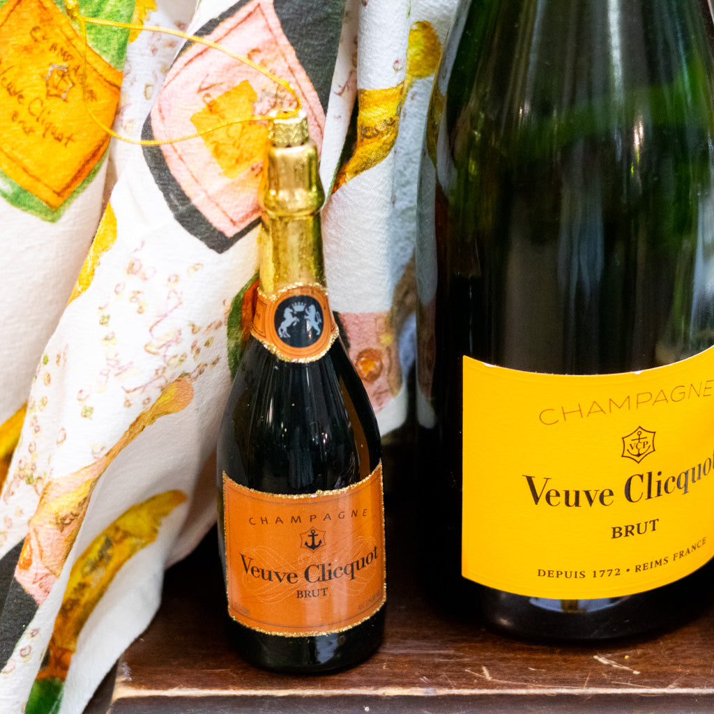 Brut Champagne Glitter Bottle and Glass Ornament