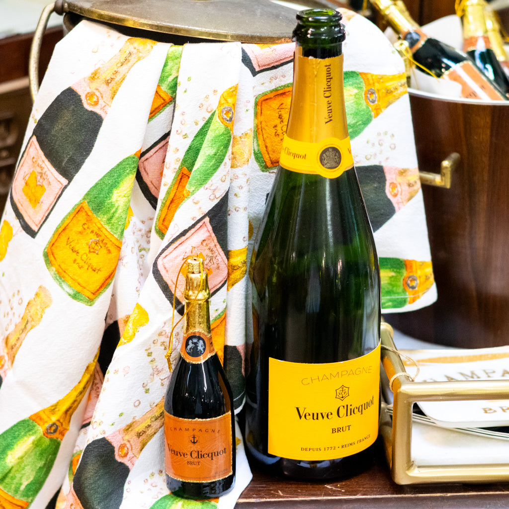 Brut Champagne Glitter Bottle and Glass Ornament